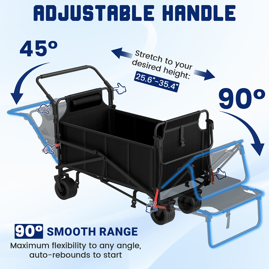 Heavy-Duty 2-in-1 Folding Wagon Cart – All-Terrain & Large Capacity