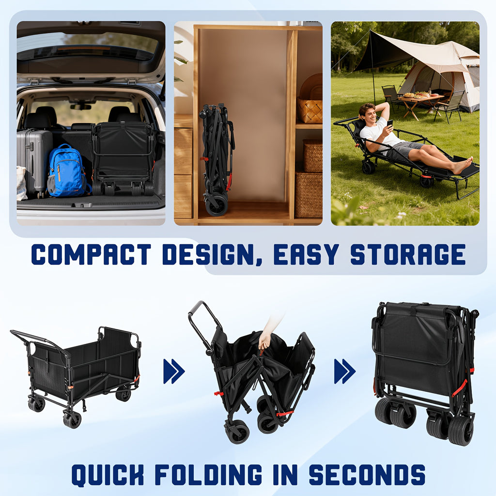 Heavy-Duty 2-in-1 Folding Wagon Cart – All-Terrain & Large Capacity