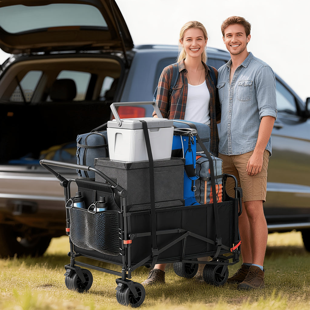 Heavy-Duty 2-in-1 Folding Wagon Cart – All-Terrain & Large Capacity