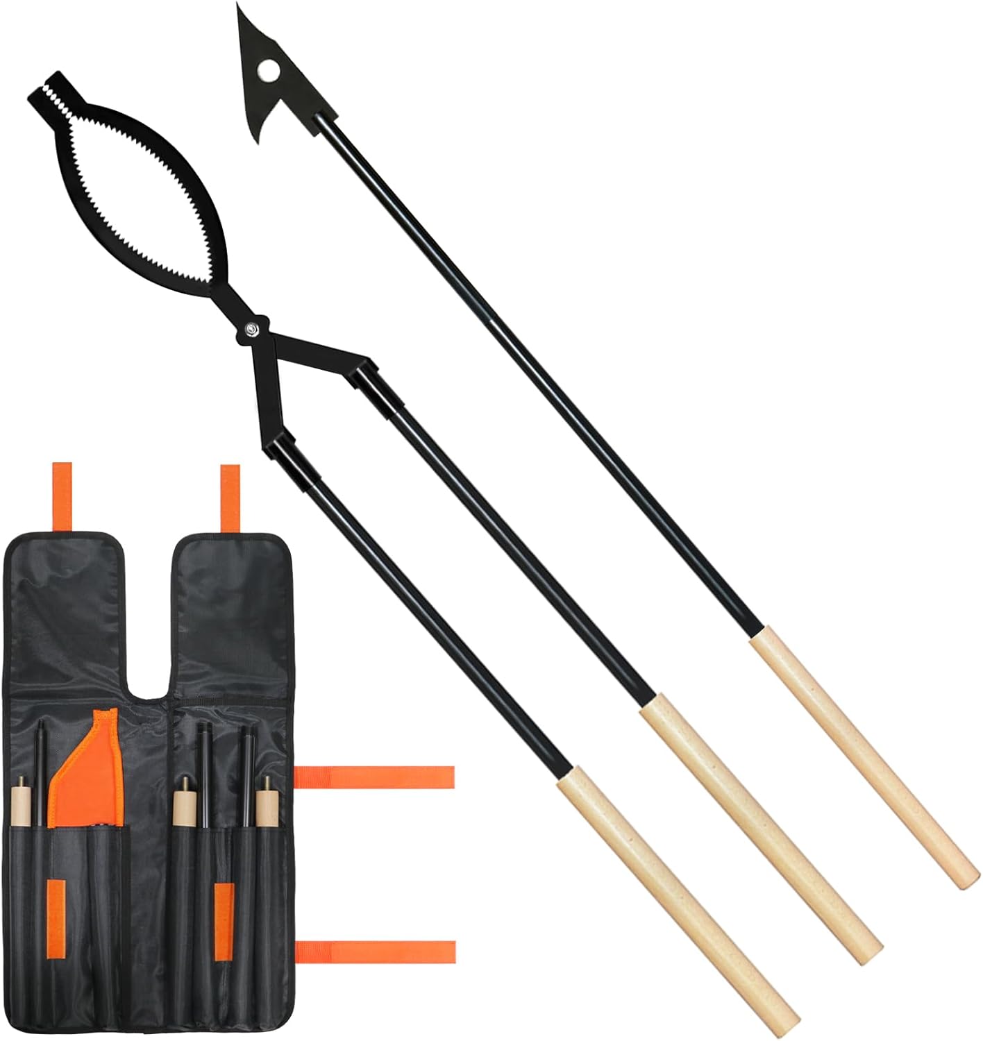 42" Fire Tongs & Fire Poker Set – Heavy-Duty Adjustable Fire Pit Tool Kit