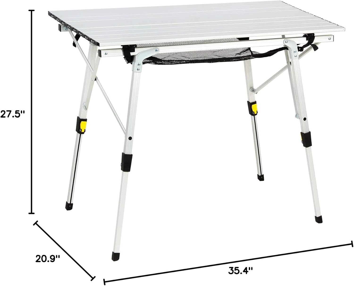 Adjustable Roll-Up Camping Table – Aluminum Folding Picnic Table with Storage Mesh