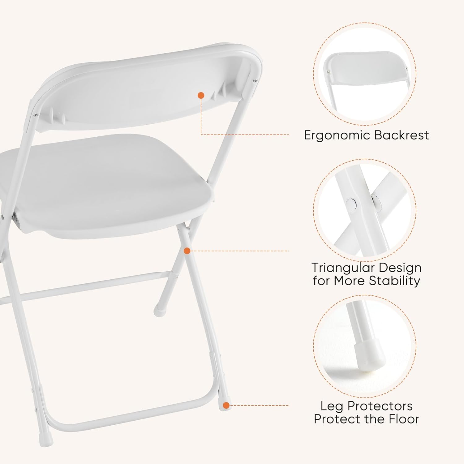 Set of 8 Folding Chairs – Heavy-Duty Stackable Plastic Chairs (330 lbs Capacity)