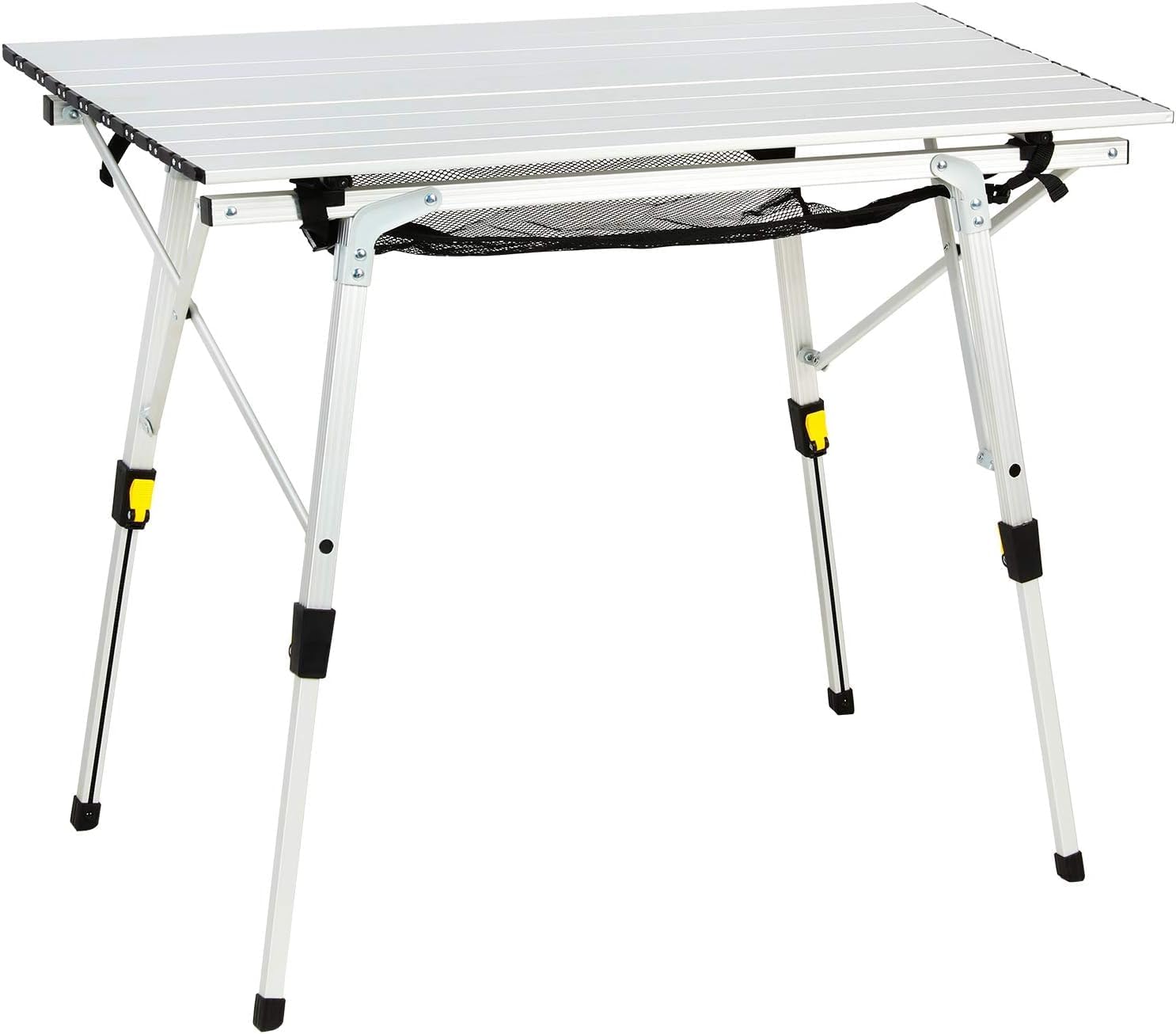 Adjustable Roll-Up Camping Table – Aluminum Folding Picnic Table with Storage Mesh