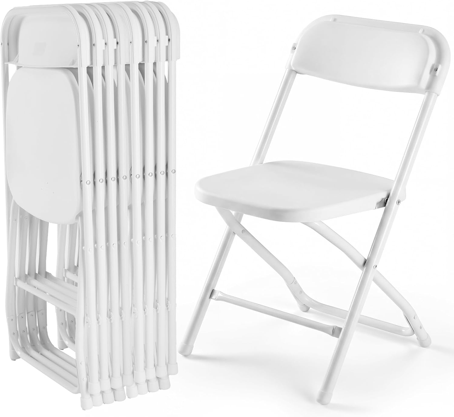 Set of 8 Folding Chairs – Heavy-Duty Stackable Plastic Chairs (330 lbs Capacity)