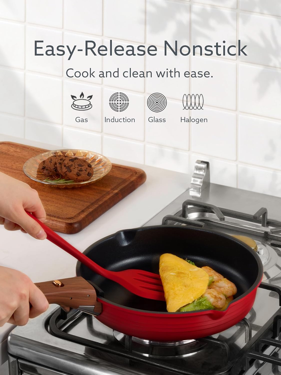 20-Piece Titanium Nonstick Cookware Set – Detachable Handle, Space-Saving Design