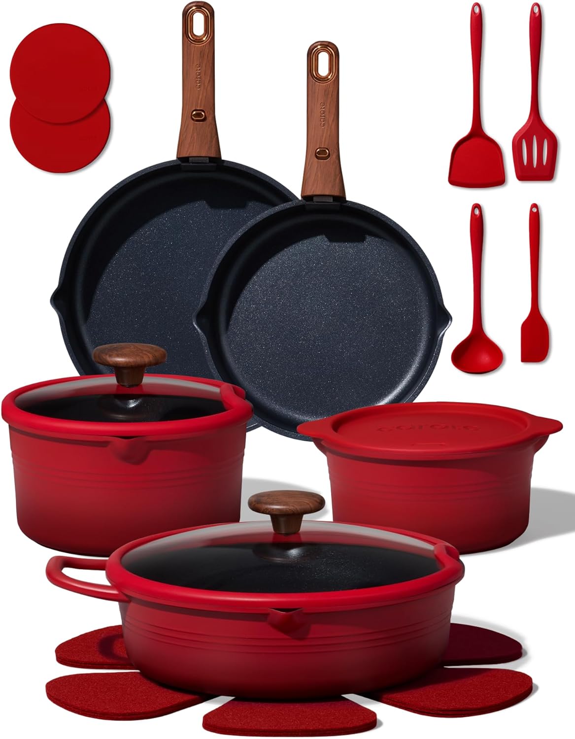 20-Piece Titanium Nonstick Cookware Set – Detachable Handle, Space-Saving Design