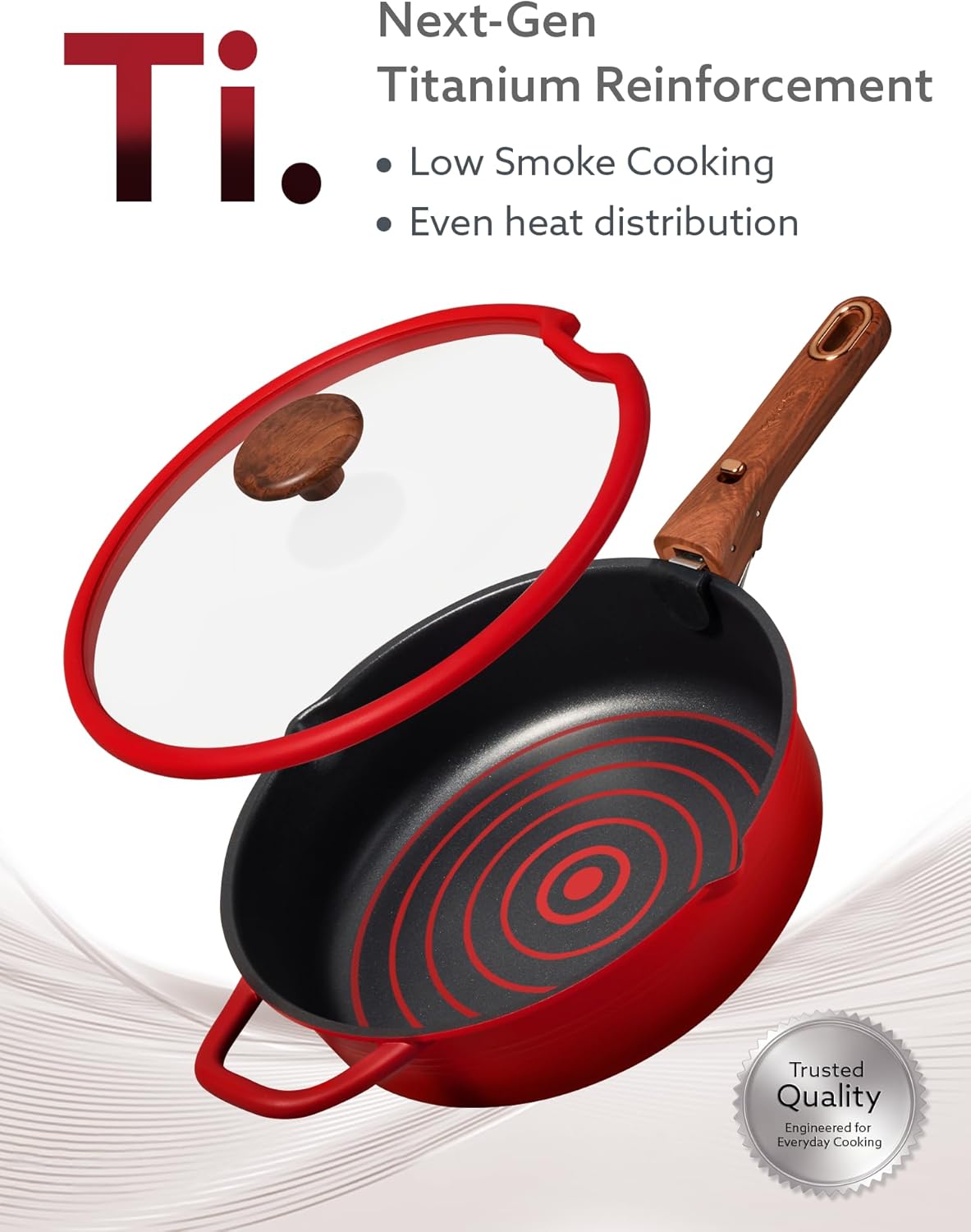 20-Piece Titanium Nonstick Cookware Set – Detachable Handle, Space-Saving Design