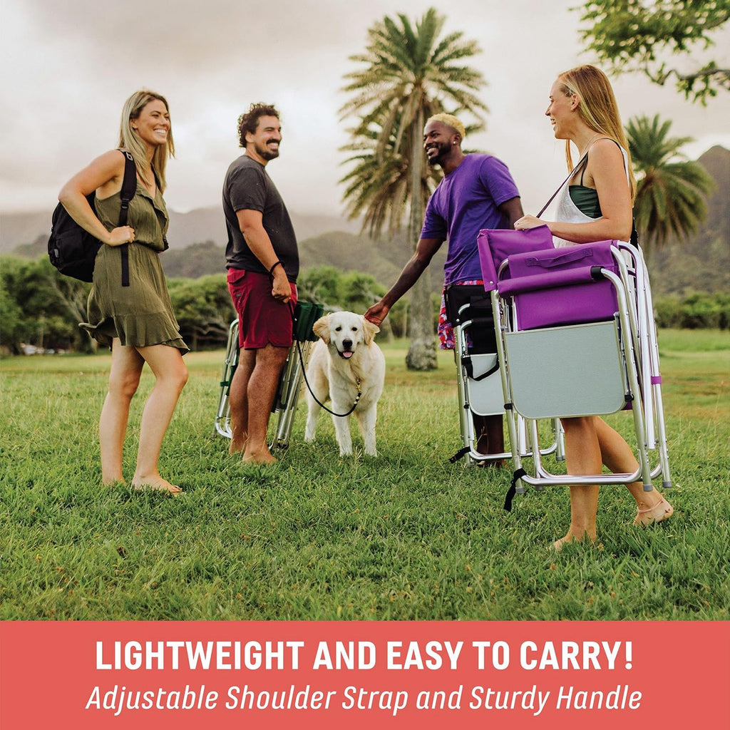 Portable Sports Chair with Side Table & Storage Caddy – Lightweight Folding Camping Chair for Adults
