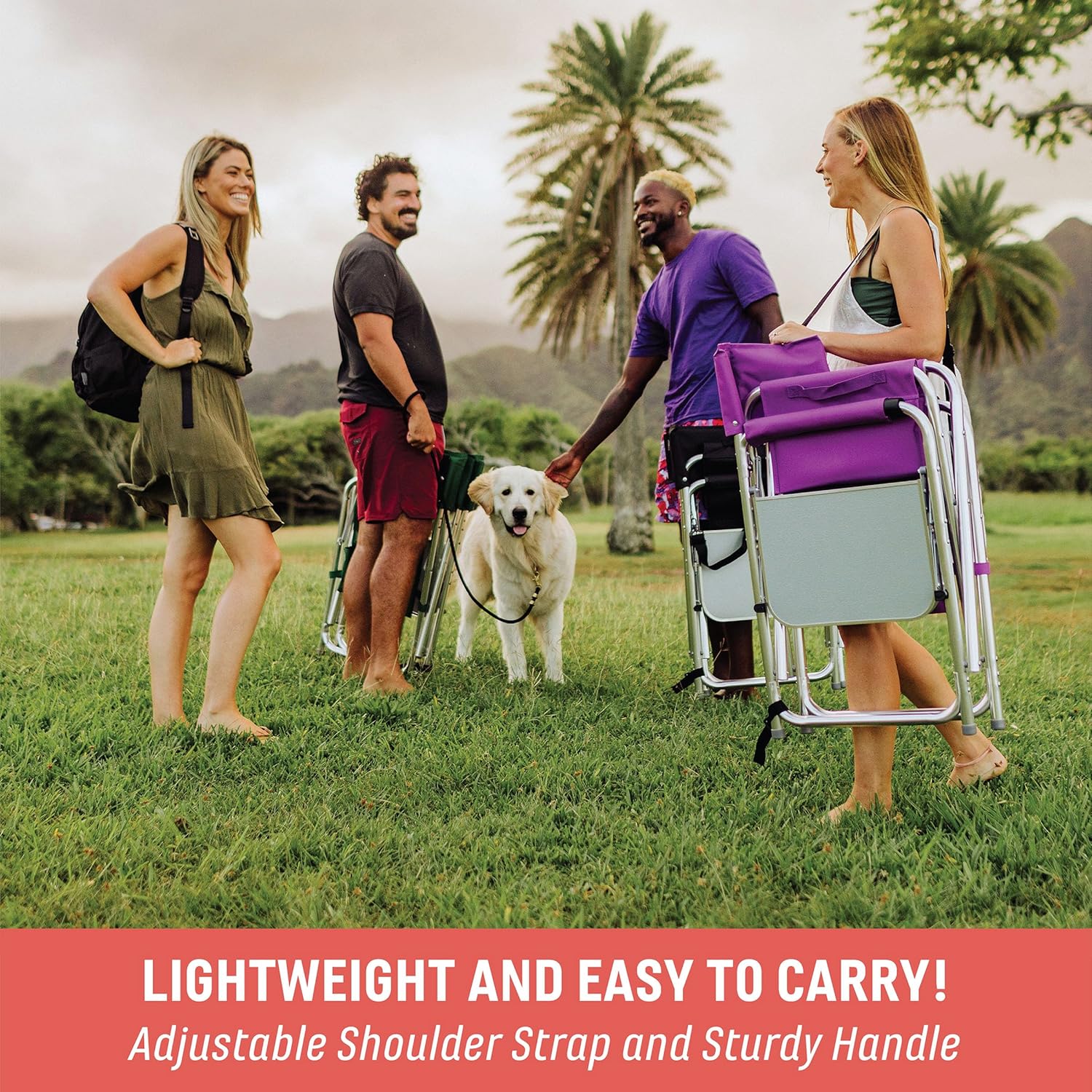 Portable Sports Chair with Side Table & Storage Caddy – Lightweight Folding Camping Chair for Adults