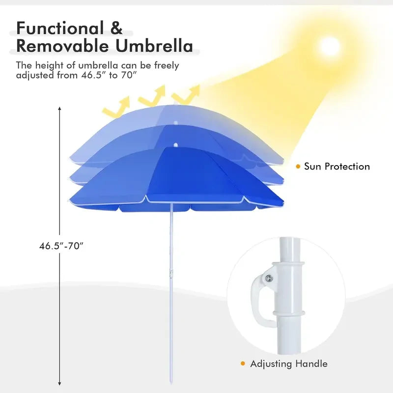 Folding Camping Chair with Detachable Umbrella & Cooler Bag – 2-in-1 Outdoor Double Seat Chair