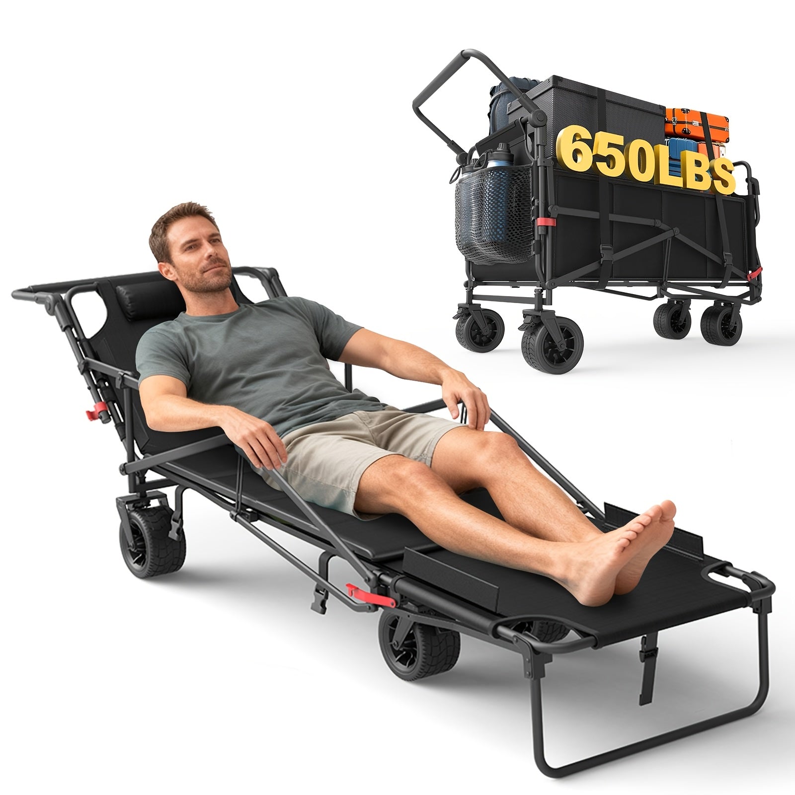 Heavy-Duty 2-in-1 Folding Wagon Cart – All-Terrain & Large Capacity
