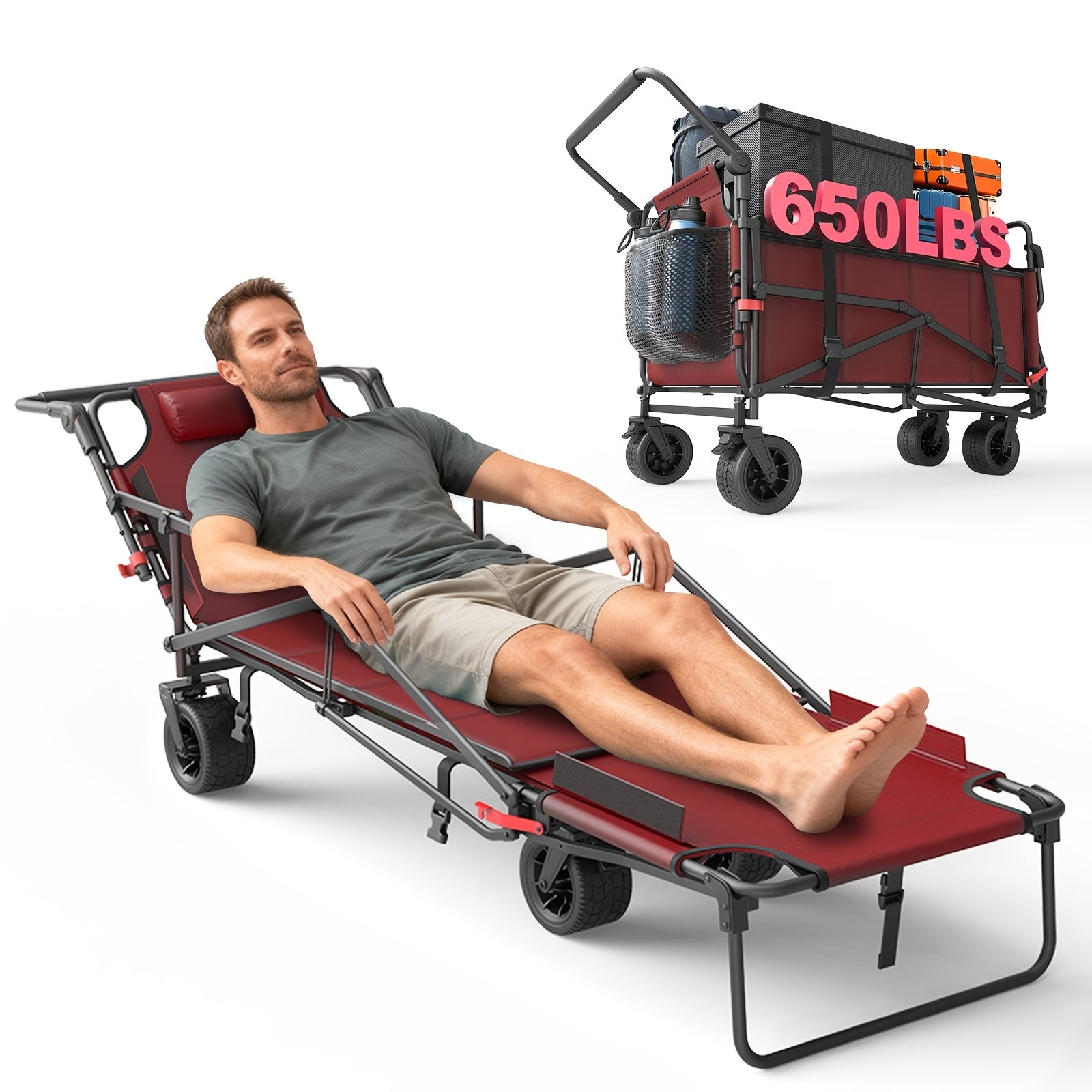 Heavy-Duty 2-in-1 Folding Wagon Cart – All-Terrain & Large Capacity