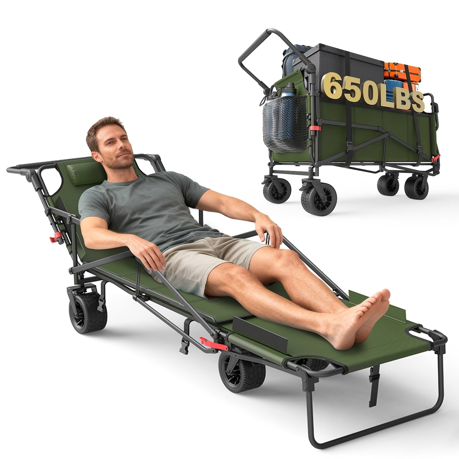 Heavy-Duty 2-in-1 Folding Wagon Cart – All-Terrain & Large Capacity