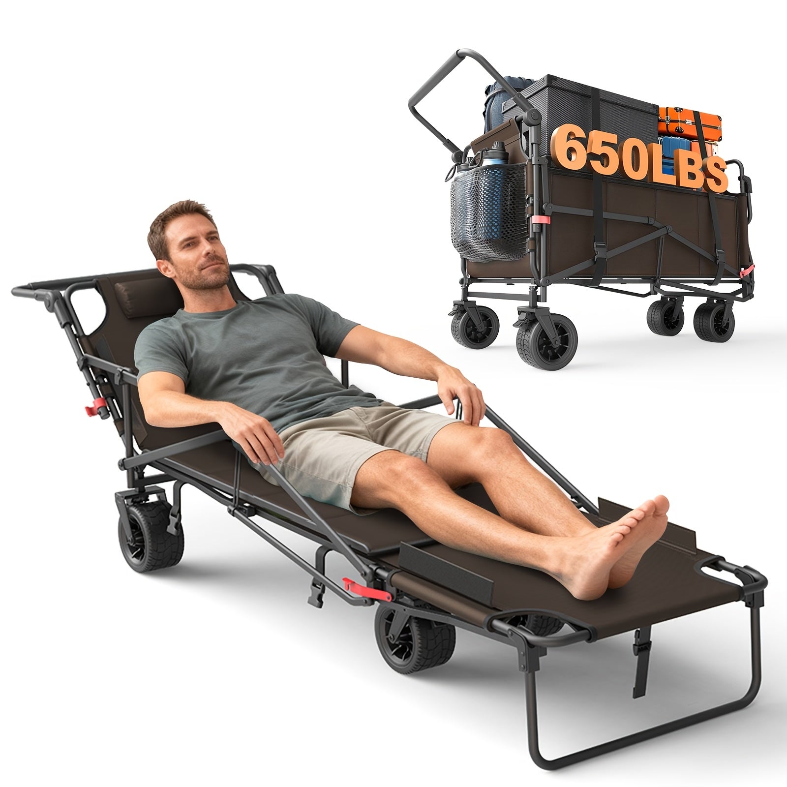 Heavy-Duty 2-in-1 Folding Wagon Cart – All-Terrain & Large Capacity
