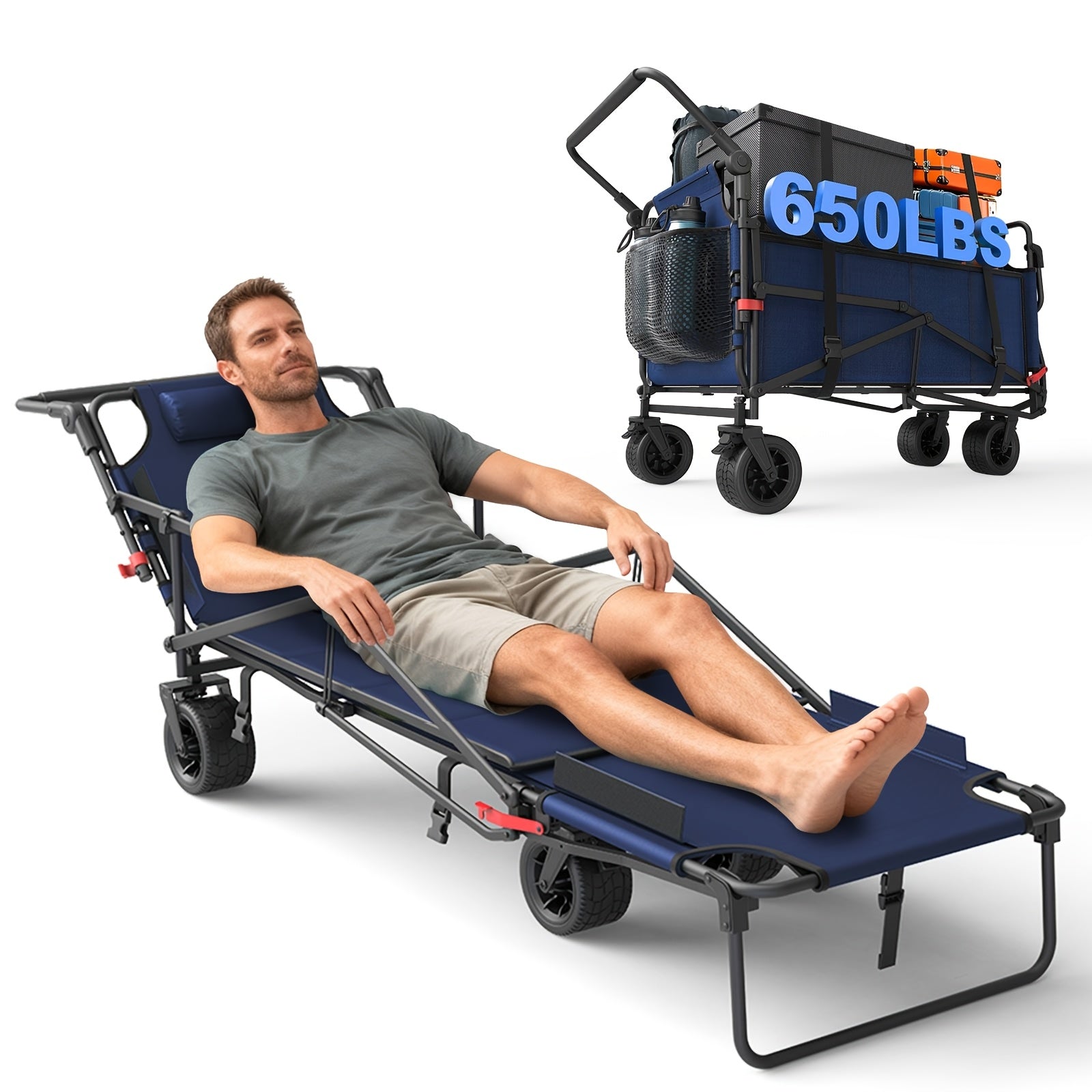Heavy-Duty 2-in-1 Folding Wagon Cart – All-Terrain & Large Capacity