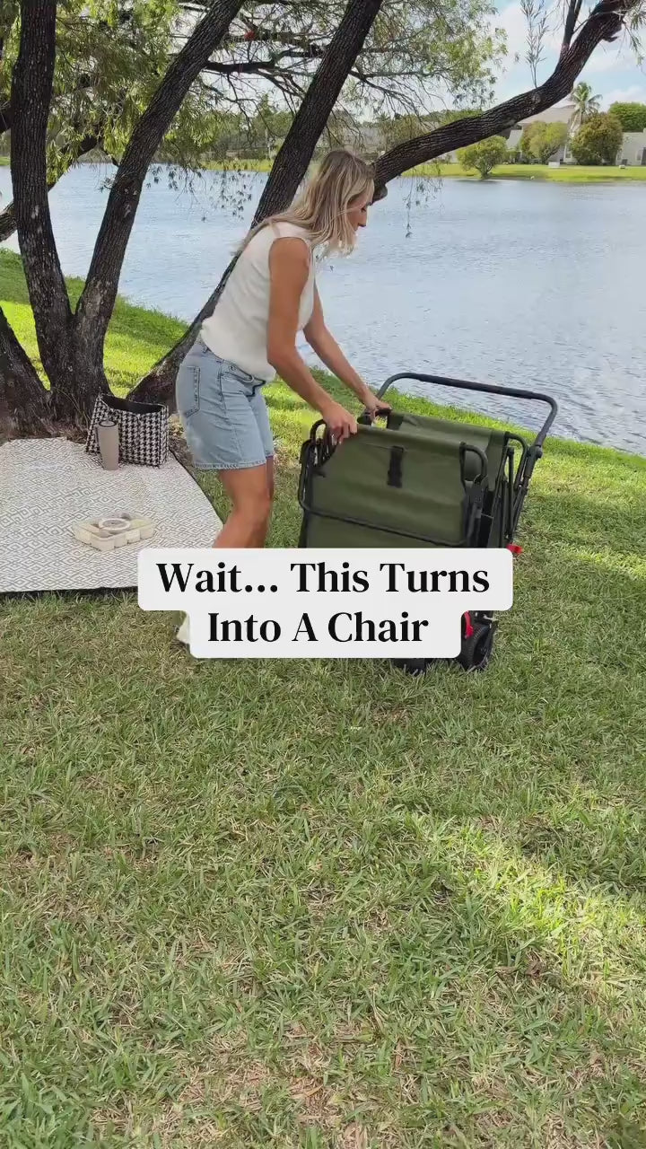 Heavy-Duty 2-in-1 Folding Wagon Cart – All-Terrain & Large Capacity